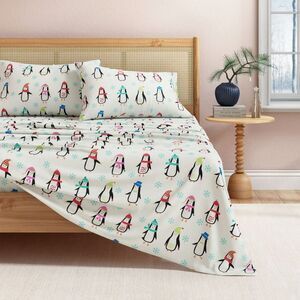 Great Bay Home - 100% Cotton Christmas Flannel Sheet Set - Great Ba Pink